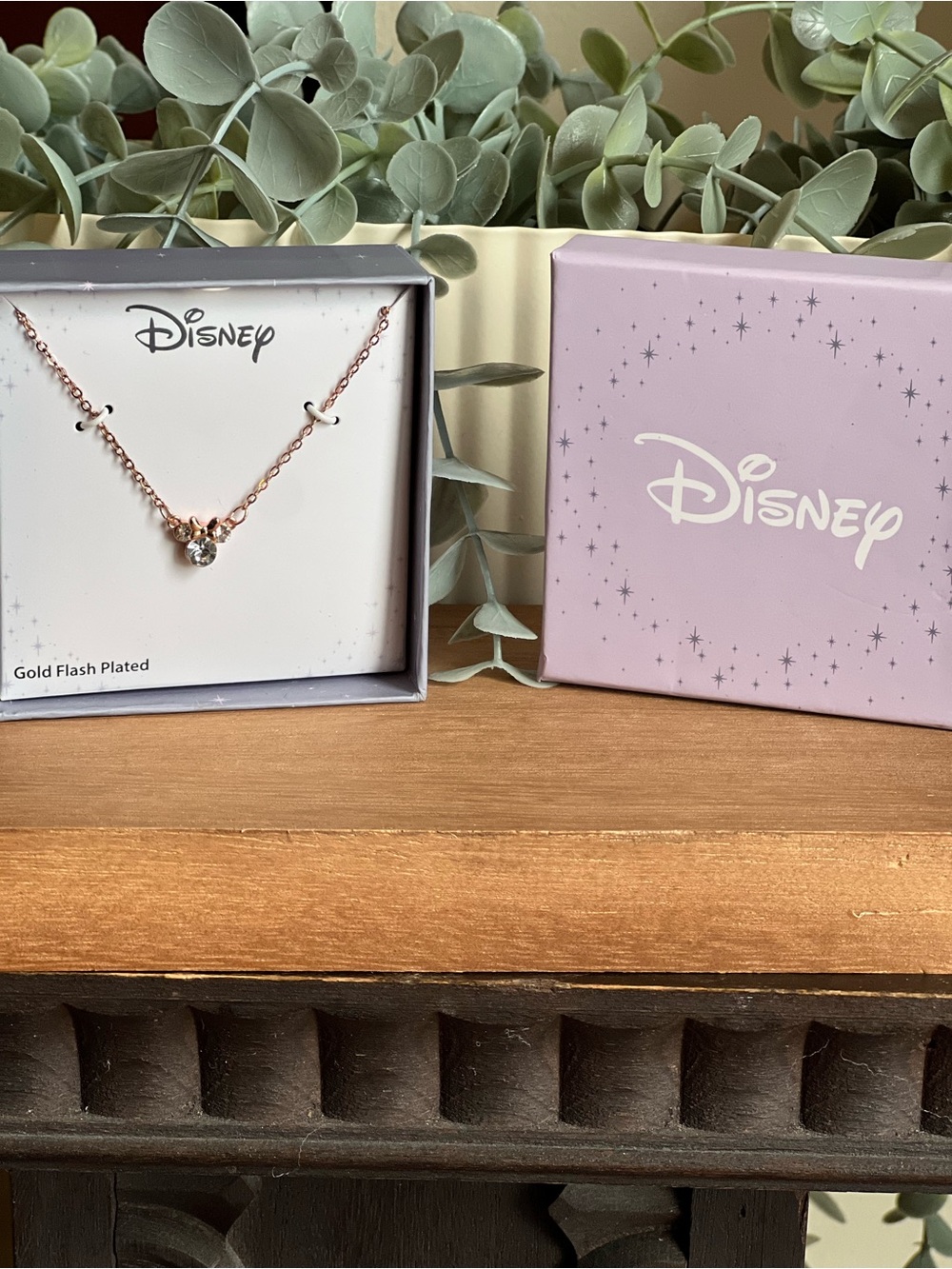 Disney Gold Plated Crystal Pendant Necklace with Clear Stone